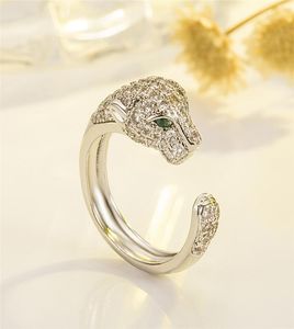 Animal Leopard Ring Temperament Wildkopf Silber geplattet Kupfer Womencluster Modemikro Set Handschmuck QMe13337048