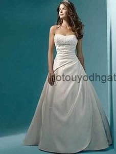 2015 Nuovi abiti da sposa perla per perle senza spalline Vestidos de Noiva Abiti da sposa lunghi lunghi pavimenti QS42