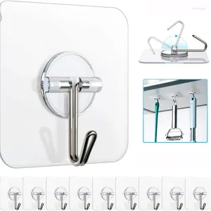 Hooks Transparent Non-Marking Hook Stainless Steel Strong Sticking Storage Hanger For Kitchen Bathroom Door Wall Multi-Function