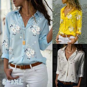 Camicette da donna magliette da donna camicetta stampa floreale Summer Lady Lady Down Collar Button Slve Slim Oli da lavoro Shirt Wylp-D0001 Y240510