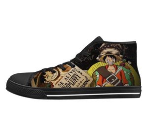 Tasarımcı Boot One Piece Anime Canvas Ayakkabıları Yüksek Top Sıradan Skate Ayakkabı Eğitimi Moda Dantel Ups Özel Cosplay Baskı Sabahları 6007507