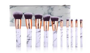 10pcs Marble Patten Makeup Brush for Cosmetic Powder Foundation Eyeshadow Lip Make Up Brushes Set Beauty Tool Maquiagem Dropship1213154