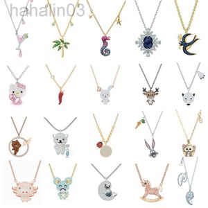 Desginer Swarovski Halsbandsmycken Shi Jiaman Diamond Cartoon Necklace Kvinnlig älg Katie Cat Bunny Bunny Unicorn Little Bear Collar Chain 520 för mamma