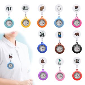 Pocket Watch Chain Three Naked Bears Clip Watches Nurse for Women Driveble Studentgåvor på sjuksköterskan Medicinsk FOB Klocka Drop OT76s