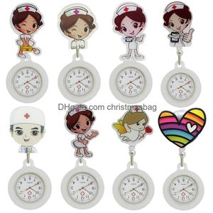 Party Favor Nurse Doctor Cartoon White Angel Love Heart Dractable Badge Reel Pocket Watches Gift For Hospital Medical Brosch Clip Cl OTC6U