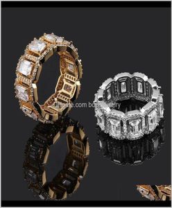 Med sidorstenar juvelryluxury designer smycken män ringar bling diamant bröllop band hiphop juvelery ised ut kärlek ring guld sier5198197