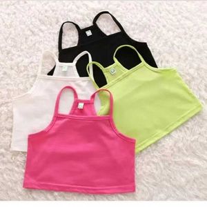 CAMISOLE V-Tree Girl Bra Camisole Girl Cotton Vest Children Tank Girl Roufera Candy Colored Girl Top Top Childrens Clothing Modell240514L240502