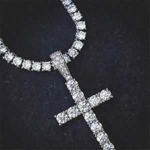 Tennis Hip Hop Iced Out Ankh Cross Bling CZ cubic zirconia necklace and pendant suitable for men women tennis necklaces jewelry d240514