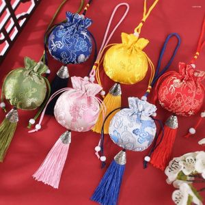 Gift Wrap Antique Chinese Style Sachet Embroidery Flower Dragon Tassel Hanging Small Bag Children Bedroom Decoration Jewelry Storage