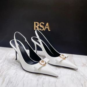 Rozmiar 35-46 Slingbacks High Obce buty luksusowe obcasy mężczyźni sandał skóra skóra nowa impreza sukienka ślubna buty projektantki sandałowe seksowne kocione obcasy prezent z boksą