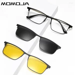 Solglasögonramar Momoja Fashion Polarised Magnetic Clip-On Glasögon Retro Square Big Face Optical Recept Herrglasögon T29802J