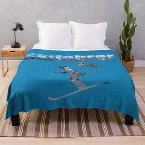 Coperte scritte per gli sciatori - Silhouette Blu piastrella estiva Brow Blanket