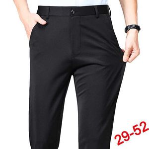 Herrbyxor plus storlek Mens Business Suit Pants Elastic Formal Dress Pants Classic Black Pants for Men Y240514
