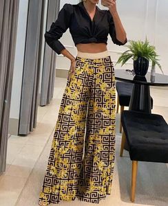 Pants Women High Waist Wide Leg Trousers Geometric Printed Loose Long Pant 2024 New Ladies Casual Fashion Commuter Vacation Party MsChuh