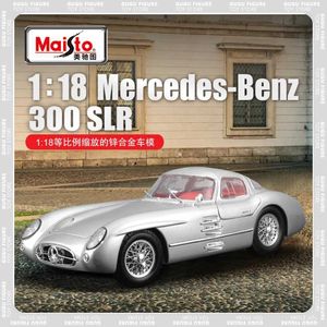 Diecast Model Cars Maisto 1 18 Merecedes Benz 300 SLR Model Car Vintage Original Simulation Alloy Boy Vehicles Model Collection Toys Gifts T240513