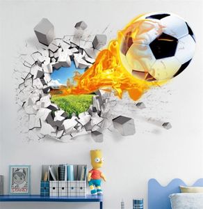 3D fotboll trasig klistermärke för barn vardagsrum sport dekoration väggmålning klistermärken hem dekor dekaler tapeter 2207271775607