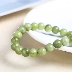 Strand Natural Stone Light Green Southern Jade Bead Bracelet Women Fashion Round Beads Handmade Yoga Energy Wrist Bangles