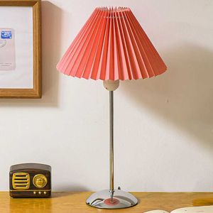 Lampy stołowe 220V plisowana lampa stołowa 3 droga przyciemniona nowoczesna lampa nocna z abażurą nocną lampę na noc do salonu w sypialni domowe biuro
