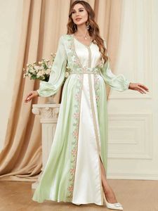 Roupas étnicas Muslin elegante de 2 peças abaya para mulheres vestidos maxi uma linha de festa vestidos quimono saudi dubai kaftan marrocco kaftan 2023 T240515