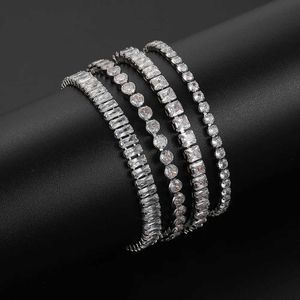 Bangle Luxury Hiphop Zircon Crystal Tennis Bracelets For Women Silver Color Cubic Butterfly Bracelet Wedding Party Chain Jewelry Gifts
