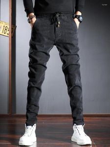 Jeans masculinos Cantura elástica de outono Black Men Streetwear