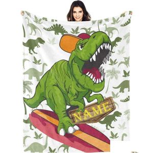 Personalizza le coperte personalizzate per bambini personalizzati per bambini personalizzato Dino Trow con nome ragazzi e ragazze decorazioni per camera da letto per bambini