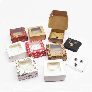 Gift Wrap 50p Wholesale Diy Handmade Flower Style Gifts Package Box Kraft Paper Wedding Candy 65x65x30mm Jewelry Display