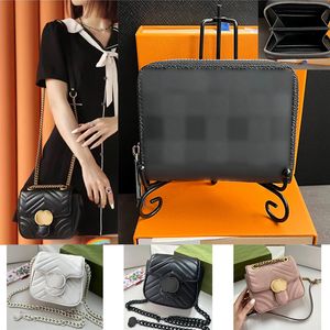 كلاسيك Crossbody Womens Designer Marmont Mini Leather Bag Bag Square Counter Luxury Luxury Handbags Purse Chain Holdets Factory Factory