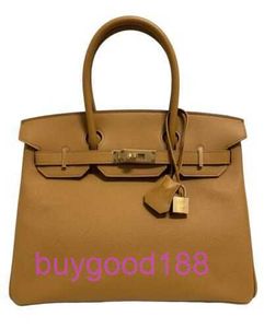 AA Briddkin Top Luxury Designer Totes Bag Stylish Trend Shoulder Bag 30 Tan Leather Gold Hardware Womens Handväska