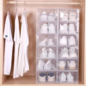 Storage Bags 6pcs Foldable Shoe Boxes Transparent Shoes Drawer Dustproof Case With Flipping Clear Door Plastic Organizer