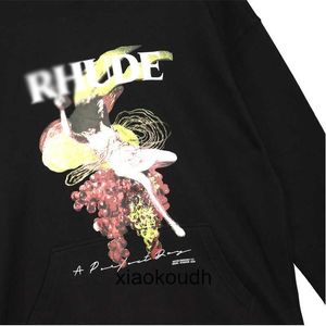 ファッションブドウのためのrhudeハイエンドデザイナーパーカーフィギュア絵画男女のためのプリントパーカーハイストリートパーカートレンド1：1のオリジナルラベル