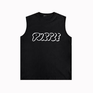 Summer dried bamboo shoots sports Purple Tanks tops BPUR047 Art font printed vest vest R84W80 Men's and women's round neck Outdoor sports fitness jacket Size S-2XL