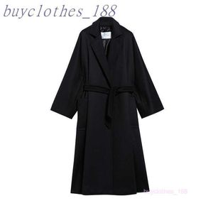 Casaco de trincheira de comprimento médio feminino Maxmaras Wool Blend Coat Italian Brand Italian Luxury Casat de alta qualidade Cashmere Coat P0IO