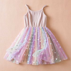 Abiti da ragazza Nuovi abiti estivi per bambine vestito imbracatura tulle tutu festa di compleanno gilestidos bambini un vestito per ragazze arcobaleno casual per eid