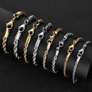 Pulseira de designer aço inoxidável aço frito torções da cadeia Bracelete masculina Fashion Gold Bated 18k Button Chain Chain Titanium Steel Bracelets Designer.