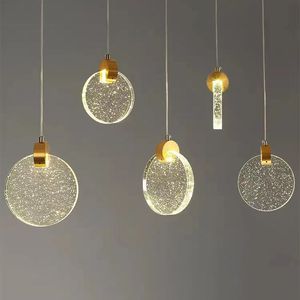 Nordisk lyxig LED Crystal Pendant Lights Single Double Head Bedside Long-Line Hanging Lamp Modern Gold Crystal Lighting