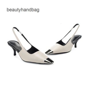 yslheels YS Fashion Dress Shoes Women Leather High Heel Metal Buckle Letter Wedding Party Business Casual Flat Shoes 013