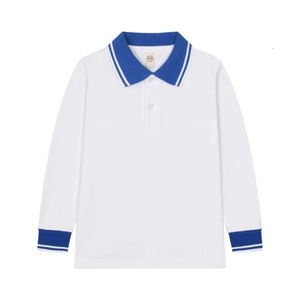 Boys Polo Long Sleeve T-shirt Cotton Uniform Children's Lapel School Wear Solid Color Base Shirt L2405