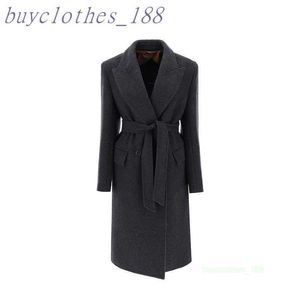 Casaco de trincheira de comprimento médio feminino Maxmaras Wool Blend Coat Italian Brand Italian Luxury Casat de alta qualidade Cashmere Coat Z4R4