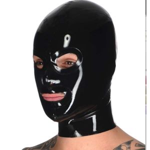 Lateks Gummi Rubber Catsuit Mask Cosplay Party Hood Black Halloween