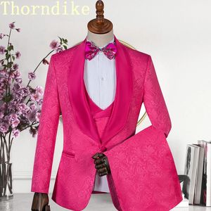 Thorndike Cores diferentes um botão de noivo Tuxedos Shawl Lapeel Groomsmen Man Suits Mens Wedding Three Pieces 240514