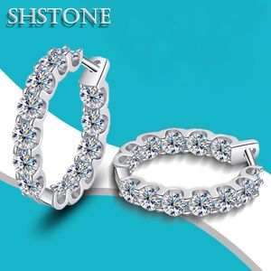 Shstone Earrings Brilliang D Color Round Cut Lab Created Diamond 100％925 Sterling Sliver Ear Clip for Women Jewelry 240516