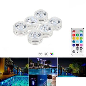 Underwater Lights Remote Controlled Rgb Submersible Light Battery Operated Night Lamp Vase Bowl Outdoor Garden Wedding Party Decoratio Dhljz