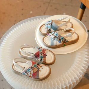 Sandals Girls Slippers National Wind Open Toes Tide Sandals Are Kids Children Outdoor Bohemia Flats 2024 New Y240515