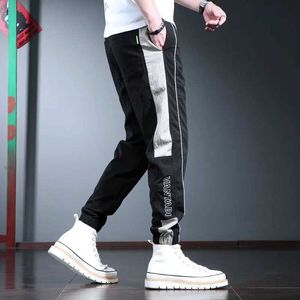 Men's Pants 2022 Summer Sport Joggers Pants Men Casual Strtwear Fashion Side Stripe Letter Printed Black Drawstring Trousers Y240513