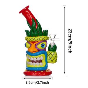 Karikatür karakter teması ile geleneksel el yapımı kil heykel, cam bong nargile