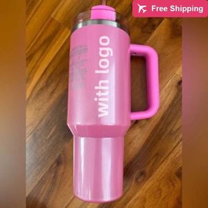 The Quencher H20 40oz Mugs Cosmo Pink Parade Tumblers Isolated Car Cups rostfritt stål Kaffestanhet Standliness Stanleiness Standleiness Staneliness EDRV