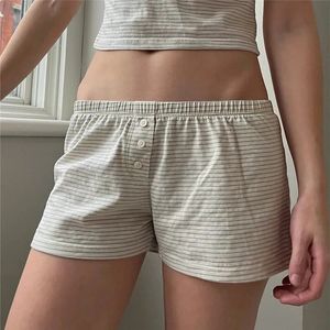 Cottage Women Shorts 00s Retro Boyshort Underwear Elastic Waistband Button Soft Comfy Sweatshorts Y2K Loungwear Pajamas Buttom 240516