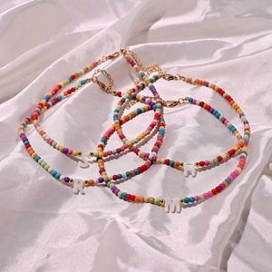 Pendant Necklaces Natural Shell Original Necklace Fashion Colorful Beads 26 Letter Necklace Bohemian Womens Jewelry Bohemian Accessories J240516