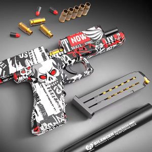 Ny Evil Automatic Desert Eagle Toy Gun Shell Ejection Pistol G18 Mjuk kula Kontinuerlig eldplastpistol för barn som skjuter utomhusspel med ljuddämpare 106